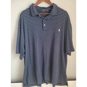 Polo Ralph Lauren Polo Shirt Mens 3XL Classic Fit Big Pony Casual Blue Stripe